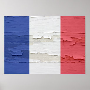 Poster Drapeau de France Patiné