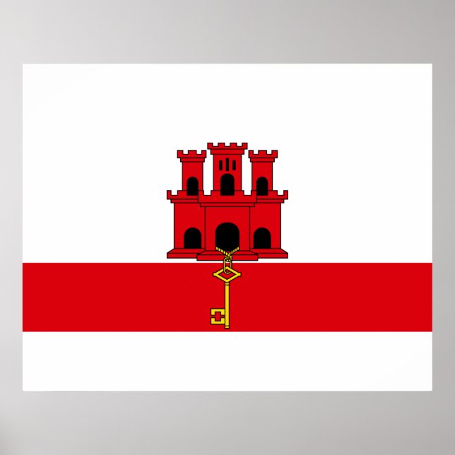 Poster Drapeau de Gibraltar (Devant)