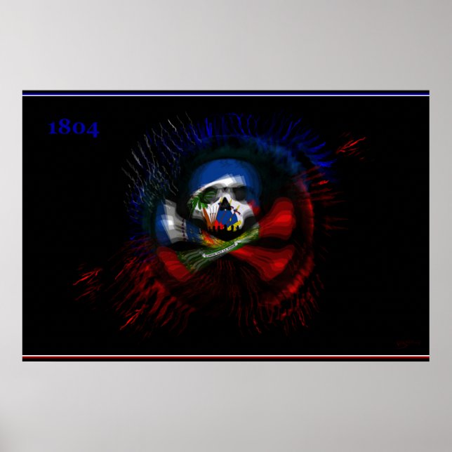 Poster Drapeau de guerre haïtien - DRAPO TOUSSAINT - Drap (Devant)