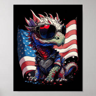 Poster Drapeau de Juillet Patriotique Dragon Us
