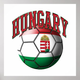 Poster Drapeau de la balle de soccer hongroise