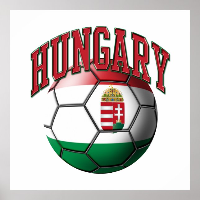 Poster Drapeau de la balle de soccer hongroise (Devant)