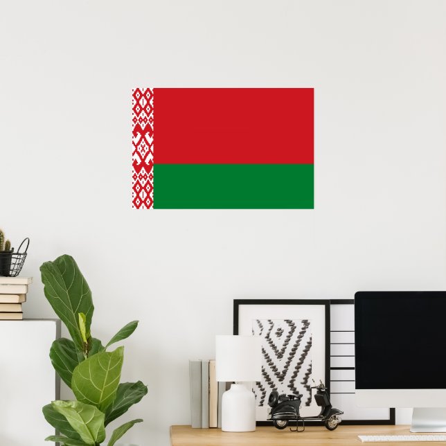 Poster drapeau de la Biélorussie (Bureau à domicile)