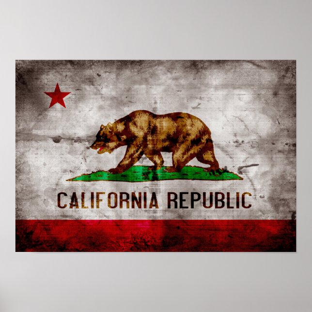 Poster Drapeau de la Californie patinée (Devant)