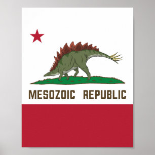 Poster Drapeau de la Californie Stegosaurus