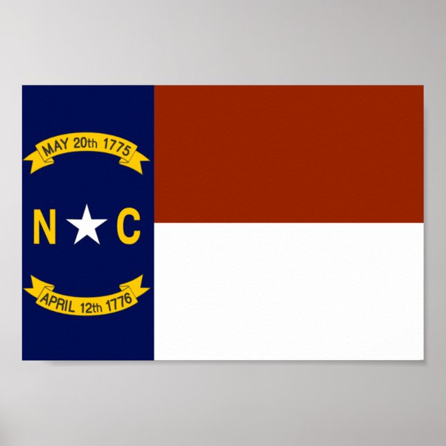 Poster Drapeau de la Caroline du Nord (Devant)