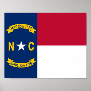 Poster Drapeau de la Caroline du Nord