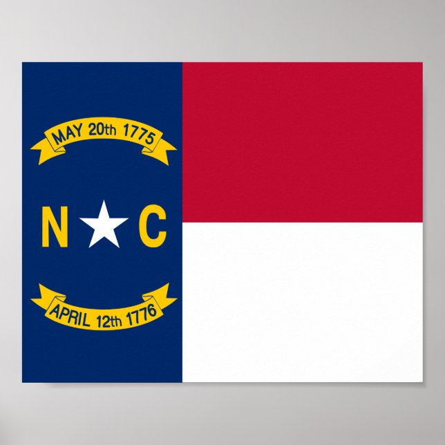 Poster Drapeau de la Caroline du Nord (Devant)