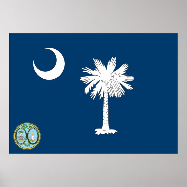 Poster Drapeau de la Caroline du Sud (Devant)