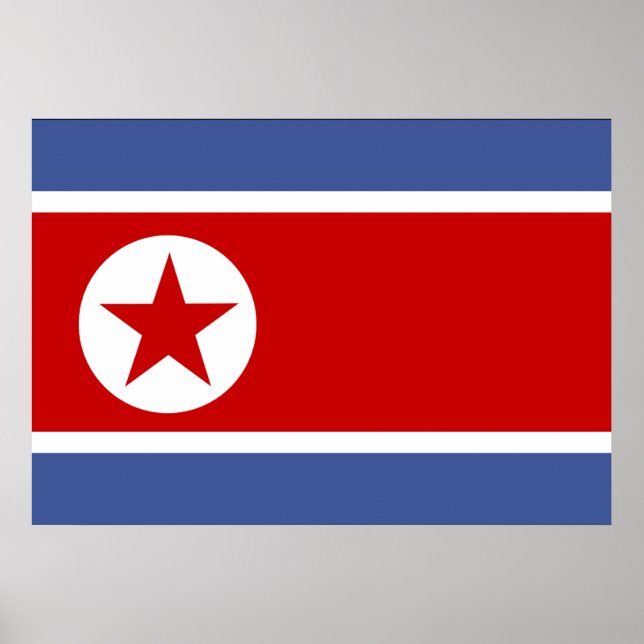 Poster Drapeau de la Corée du Nord (Devant)