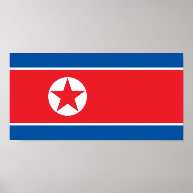 Poster Drapeau de la Corée du Nord (Devant)