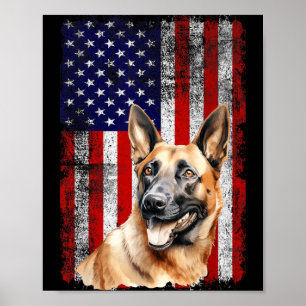 Poster Drapeau de la fête du 4 juillet pour amateur de Ma