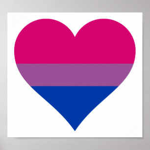 Poster Drapeau de la fierté LGBTQ du coeur bisexuel