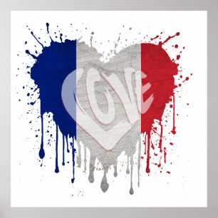 Poster Drapeau de la France amour