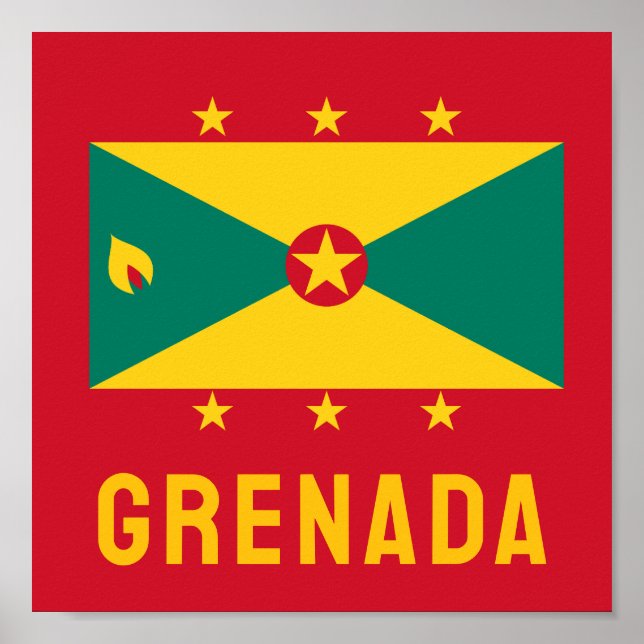 Poster Drapeau de la Grenade (Devant)