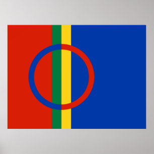 Poster Drapeau de la Laponie (Noël) (Sami) (Laplander)