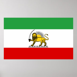 Poster Drapeau de la monarchie constitutionnelle iranienn