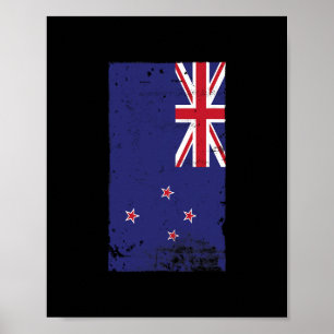 Poster Drapeau de la Nouvelle-Zélande Fierté Kiwi Voyage 