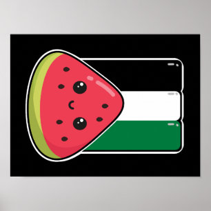 Poster Drapeau de la Palestine mignonne avec Palestin san