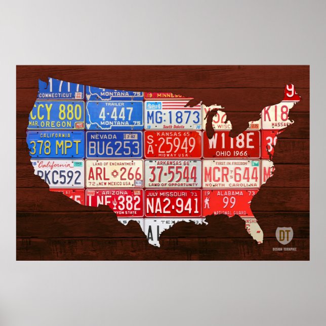 Poster Drapeau de la plaque de licence des États-Unis (Devant)