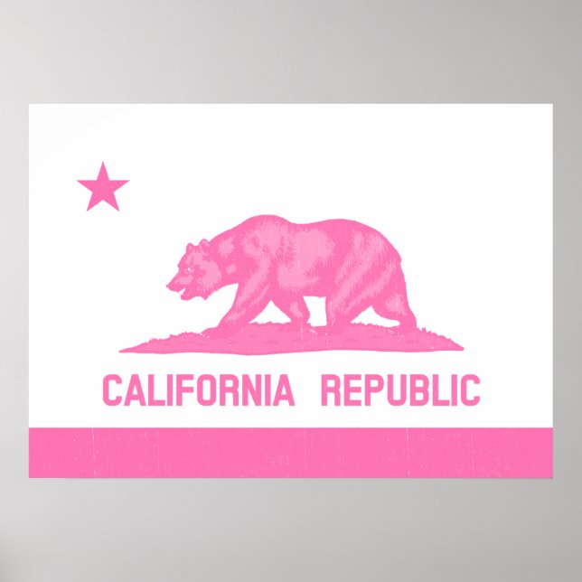 Poster Drapeau de la République de Californie (rose) (Devant)