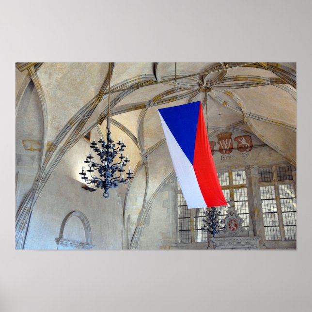 Poster Drapeau de la République tchèque dans le château d (Devant)