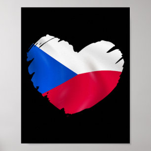 Poster Drapeau de la République tchèque en forme de cœur