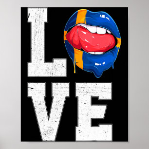 Poster Drapeau de la Suède Fan de foot Amour Suédois T Sh