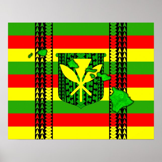 Poster Drapeau de la tribu insulaire Kanaka Maoli (Devant)