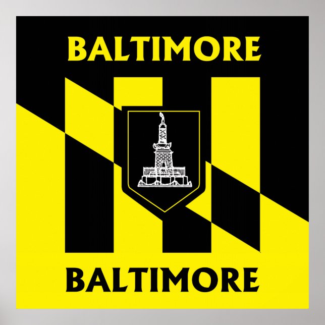 Poster Drapeau de la ville de Baltimore (Devant)