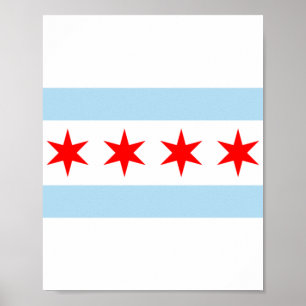 Poster Drapeau de la ville de Chicago (Illinois)