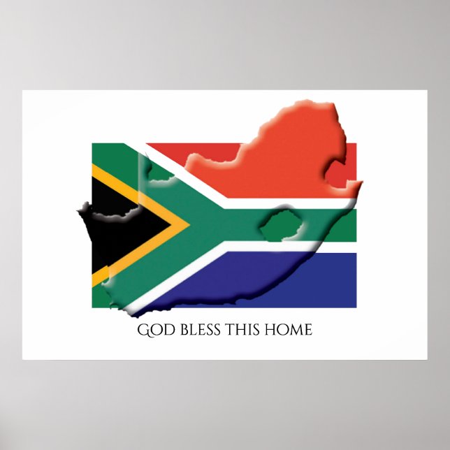 Poster Drapeau de l'AFRIQUE DU SUD Maison patriotique Cus (Devant)