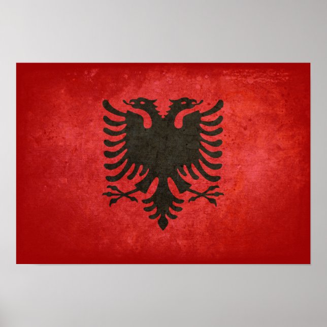 Poster Drapeau de l'Albanie (Devant)