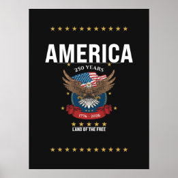 Poster Drapeau de l'Amérique Eagle 250e anniversaire 1776