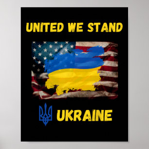Poster Drapeau de l'amitié américano-ukrainienne Unis nou