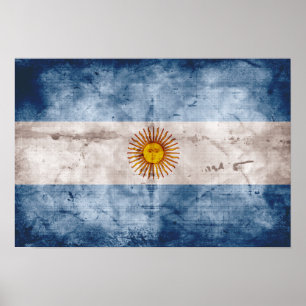 Poster Drapeau de l'Argentine patinée