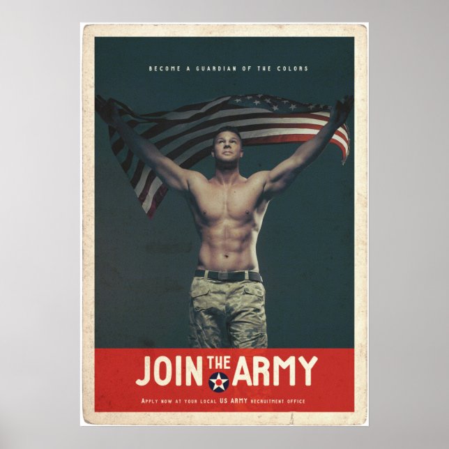 Poster Drapeau de l'armée américaine vintage (Devant)
