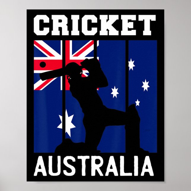Poster Drapeau de l'Australie Fans de cricket Joueur Entr (Devant)