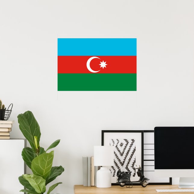 Poster Drapeau de l'Azerbaïdjan (Bureau à domicile)