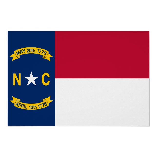 Poster Drapeau de l'État de Caroline du Nord (Devant)