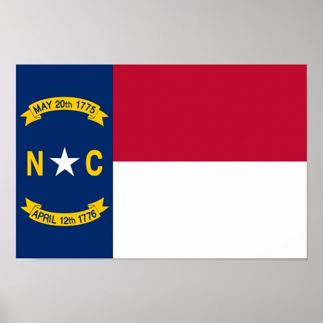 Poster Drapeau de l'État de Caroline du Nord (Devant)