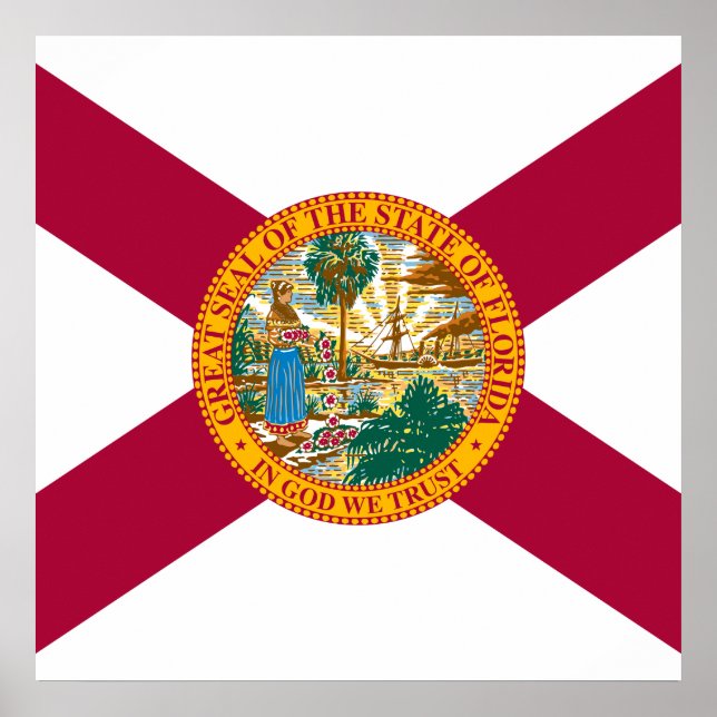 Poster Drapeau de l'État de Floride (Devant)