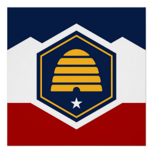 Poster Drapeau de l'état de l'Utah nouveau symbole USA Am