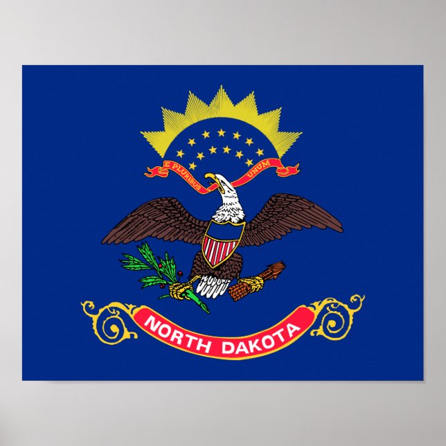 Poster Drapeau de l'État du Dakota du Nord (Devant)