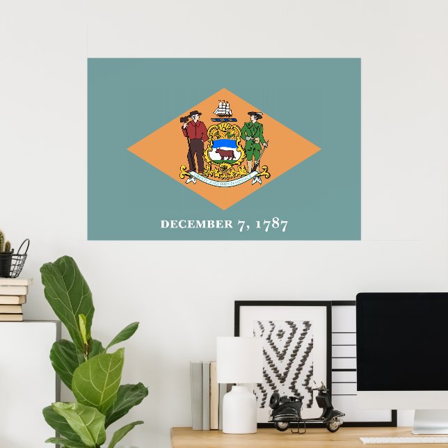 Poster Drapeau de l'État du Delaware (Bureau à domicile)