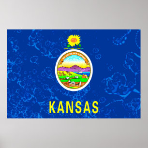 Poster Drapeau de l'État du Kansas Grunge