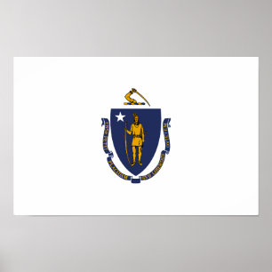Poster Drapeau de l'État du Massachusetts