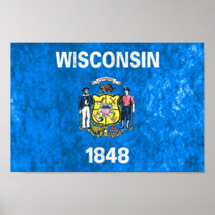 Poster Drapeau de l'État du Wisconsin