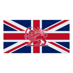 Poster Drapeau de l'héritage britanno-iranien Lion et S