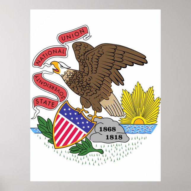 Poster Drapeau de l'Illinois (Devant)